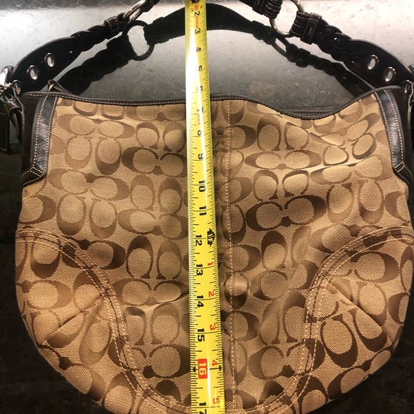 Coach Hobo Shoulder Handbag in Signature Coach Brown w/ Silver Accents - Picture 11 of 11